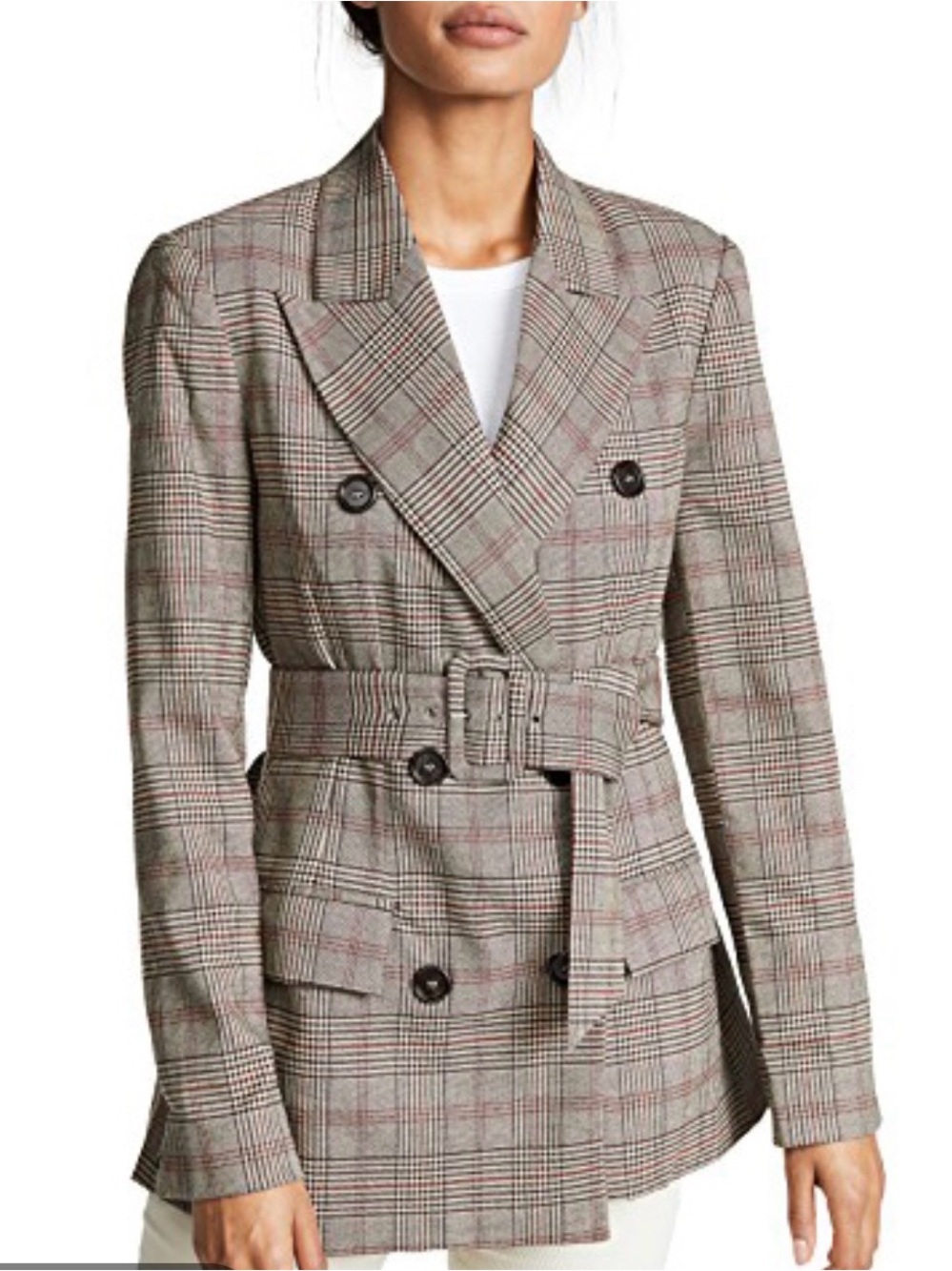 Plaid Double-Breasted Women's Blazer